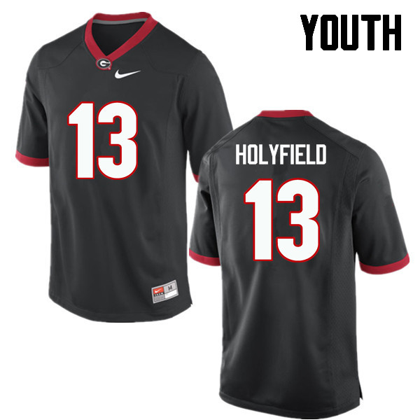 Youth Georgia Bulldogs #13 Elijah Holyfield College Football Jerseys-Black